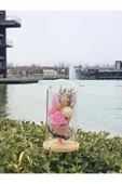 İB GLOBAL Pembe Gül Buketi Cam Fanus - Annaler Günü Hediyesi - Sevgililer Günü Hediyesi - 3