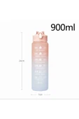 İB GLOBAL Pembe Motivasyonel Su Matarası Su Şişesi Suluk 900 ml Tritan Spor Salonu Su Şişesi Bpa İçermez Sulu - 3