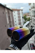 İB GLOBAL Yanık Egzoz Ucu Krom Çift Çıkış Egzoz Kafası thumbnail 1