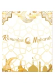 İB GLOBAL Ramadan Mubarak Yazısı Kaligrafi Banner Gold Renkli - Ramazan Bayramı Altın Renginde Süs - 1