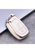 YıldızTuning Hyundai Bayon Elantra IX35 I20 I30 I40 Accent Sustasız Anahtar Kılıfı Beyaz-Gold thumbnail 1
