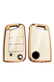 YıldızTuning Skoda Rapid Beyaz-Gold Anahtar Kılıfı thumbnail 1