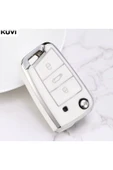 YıldızTuning Seat Leon FR İbiza 2017+ Ateca Arona Beyaz-Silver Sustalı Anahtar Kılıfı - 1