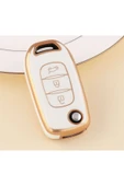 YıldızTuning Renault Kadjar Captur Megane Sandero Logan Clio Anahtar Kılıfı Gold Beyaz thumbnail 1
