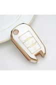 YıldızTuning Peugeot 301 208 307 308 2008 3008 Elysee Beyaz-Gold Sustalı Anahtar Kılıfı thumbnail 1