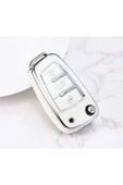 YıldızTuning Audi A1 Anahtar Kılıfı Parlak Beyaz Silver thumbnail 1