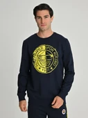 Fenerbahçe Tribün Lazer Baskılı Tek Renk Logolu Erkek Sweatshirt - 2