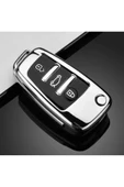 YıldızTuning Audi A5 Anahtar Kılıfı Lüx Parlak Gümüş Renkli thumbnail 1