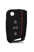 YıldızTuning Seat Leon 2013-2020 Silikon Anahtar Kılıfı Kırmızı Çizgili Kılıf Anahtar - 1