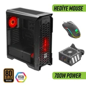 Green Striker Midtower Gaming Bilgisayar Kasası (3×120mm Fan, 6 Fan Desteği, Siyah) – 700W 80+ Bronze PSU Dahil - 1