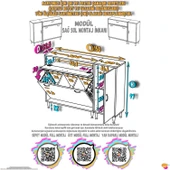 Modilayn YENİCE 150x97x32,5 cm 3 raflı ve 3 sepetli dolap ile çamaşırlarınız artık daha düzenli - 4