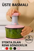 3 Bıçaklı Üstten Basmalı El Rondosu Blenderı Sebze Doğrayıcı thumbnail 2