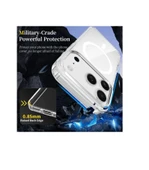 İphone 17Promax Uyumlu Kılıf Magsafe Wireless Kablosuz Şarj Destekli Sert Şeffaf Darbe Emici Kapak thumbnail 9