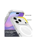 İphone 17Pro Uyumlu Kılıf Magsafe Wireless Kablosuz Şarj Destekli Sert Şeffaf Darbe Emici Kapak thumbnail 7