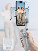 360 Derece  Akıllı Yüz Takipli Tripodlu Selfie Gimbal Otomatik Döner Telefon Tutucu, Gri - 3