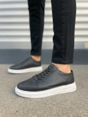JY0535 Prime Bağcıklı Cilt Erkek Günlük Sneaker Ayakkabı CBT - Siyah - 2