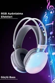 Torima HD-40 Beyaz Kablosuz RGB Işıklı Kulak Üstü Bluetooth Kulaklık thumbnail 3