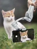 360 Derece  Akıllı Yüz Takipli Tripodlu Selfie Gimbal Otomatik Döner Telefon Tutucu, Gri - 7