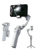 360 Derece  Akıllı Yüz Takipli Tripodlu Selfie Gimbal Otomatik Döner Telefon Tutucu, Gri - 1