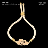 Doğum Ayına Özel 14 Ayar Altın Plakalı Bulut Motifli Beyaz Örgü İpli Hediye Bileklik-362 thumbnail 1