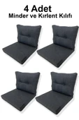 adımshops 4 Adet Bahçe Balkon Mobilyası Minderi Kılıfı (4 ADET MİNDER, 4 ADET KIRLENT Yanlızca Kılıf Gönderile - 1