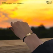 Doğum Ayına Özel 14 Ayar Altın Plakalı Kuş Motifli Siyah İpek Örgülü Hediye Bileklik-360 thumbnail 1