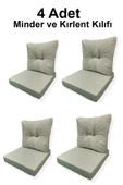 adımshops 4 Adet Bahçe Balkon Mobilyası Minderi Kılıfı (4 ADET MİNDER, 4 ADET KIRLENT Yanlızca Kılıf Gönderile - 1