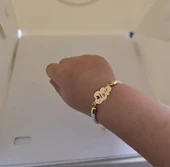 İsme Özel Bulut Motifli Beyaz Örgü İpli 14 Ayar Altın Plakalı Hediye Bileklik-362 thumbnail 2