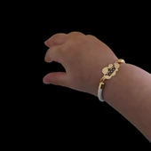 Sembole Özel Beyaz Örgü İpli 14 Ayar Altın Plakalı Bulut Motifli Hediye Bileklik-362 thumbnail 2