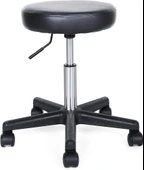 SONGMICS Döner Tabure, Tekerlekli, Yüksekliği Ayarlanabilir Tekerlekli Tabure, 46-58 cm Suni Deri Kaplı Çalışma Taburesi, Siyah Ljb61B - 1