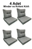 adımshops 4 Adet Bahçe Balkon Mobilyası Minderi Kılıfı (4 ADET MİNDER, 4 ADET KIRLENT Yanlızca Kılıf Gönderile - 1