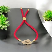 İsme Özel Bulut Figürlü Kırmızı İpek Örgülü 14 Ayar Altın Plakalı Hediye Bileklik-364 thumbnail 2