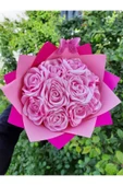 BUKET DÜNYASI 10 Lu Solmayan Gül Buketi Pembe Gül Dışı Pembe Kağıt Çift Renk thumbnail 1