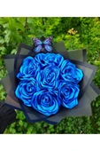 BUKET DÜNYASI 7 li Solmayan Gül Buketi MAVİ GÜL DIŞI SİYAH thumbnail 1