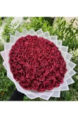BUKET DÜNYASI 60 Lı Led Işıklı Söz Nişan Solmayan Gül Buketi Bordo Gül Dışı Beyaz Söz Nişan Düğün Için Ideal - 2
