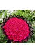 BUKET DÜNYASI SATEN KURDELE 4 CM FUŞYA PEMBE RENK 10 METRE SÜSLEME, SOLMAYAN GÜL - 2