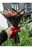 BUKET DÜNYASI 7 li Solmayan Gül Buketi BORDO GÜL CİPSOLU - 2