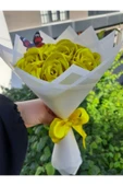 BUKET DÜNYASI 7 Li Solmayan Gül Buketi Sarı Gül Dışı Beyaz - 5