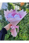 BUKET DÜNYASI 7 Li Solmayan Gül Buketi Pembe-beyaz Karışık Dışı Pembe Jelatin - 2