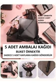 BUKET DÜNYASI 5 ADET SİYAH KAPLAMA KAĞIDI SADECE 5 ADET PAKETLEME JELATİN KAĞIDIDIR. BUKET ÖRNEKTİR - 1