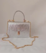 252HÇ156 Model Sarach Marka Gümüş Renk El ve Omuz Abiye Çanta - 4