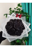 BUKET DÜNYASI 7 Li Solmayan Gül Buketi Siyah Gül Dışı Beyaz - 4