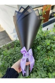 BUKET DÜNYASI 20 Li Led Işıklı Kenar Süslemeli Solmayan Gül Buketi Beyaz Gül Dışı Siyah - 2