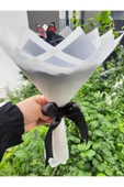 BUKET DÜNYASI 7 Li Solmayan Gül Buketi Siyah Gül Dışı Beyaz - 2