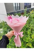 BUKET DÜNYASI 7 Li Solmayan Gül Buketi Pembe Gül Dışı Pembe Jelatin - 2
