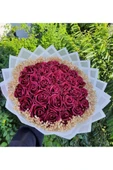 BUKET DÜNYASI 30 Lu Led Işıklı Kenar Süslemeli Solmayan Gül Buketi Bordo Gül Dışı Beyaz - 1