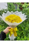 BUKET DÜNYASI 7 Li Solmayan Gül Buketi Sarı Gül Dışı Beyaz - 4