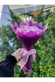 BUKET DÜNYASI 7 Li Solmayan Gül Buketi Pembe Gül Dışı Mor - 2