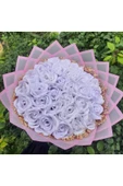BUKET DÜNYASI 30 Lu Led Işıklı Kenar Süslemeli Solmayan Gül Buketi Beyaz Gül Dışı Pembe thumbnail 1