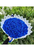 BUKET DÜNYASI 41 Li Led Işıklı Solmayan Gül Buketi MAVİ Gül Dışı SİYAH Isteme, Söz, Nişan, Mezuniyet Için Ideal - 1